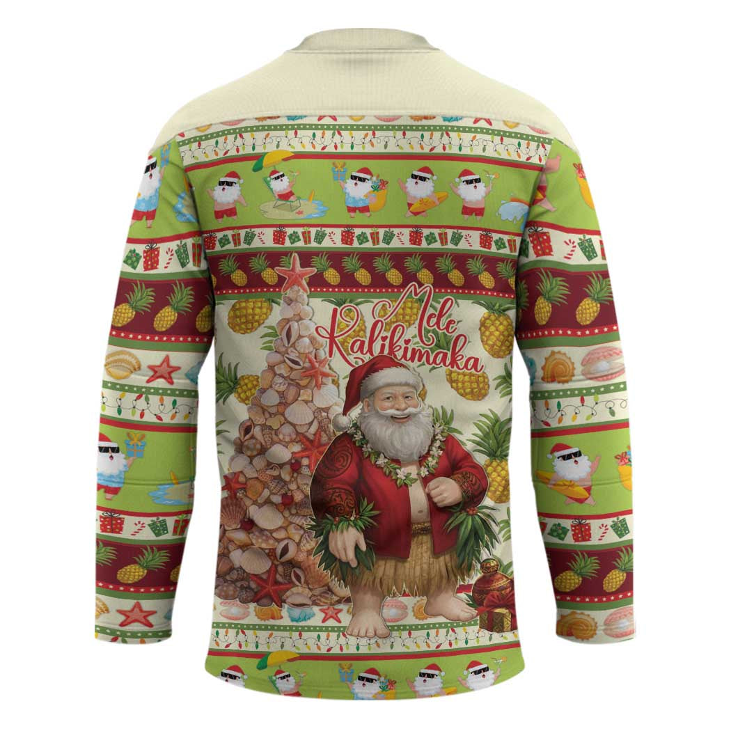 Hawaiian Santa Aloha Pineapple Christmas Hockey Jersey Mele Kalikimaka - Polynesian Pride