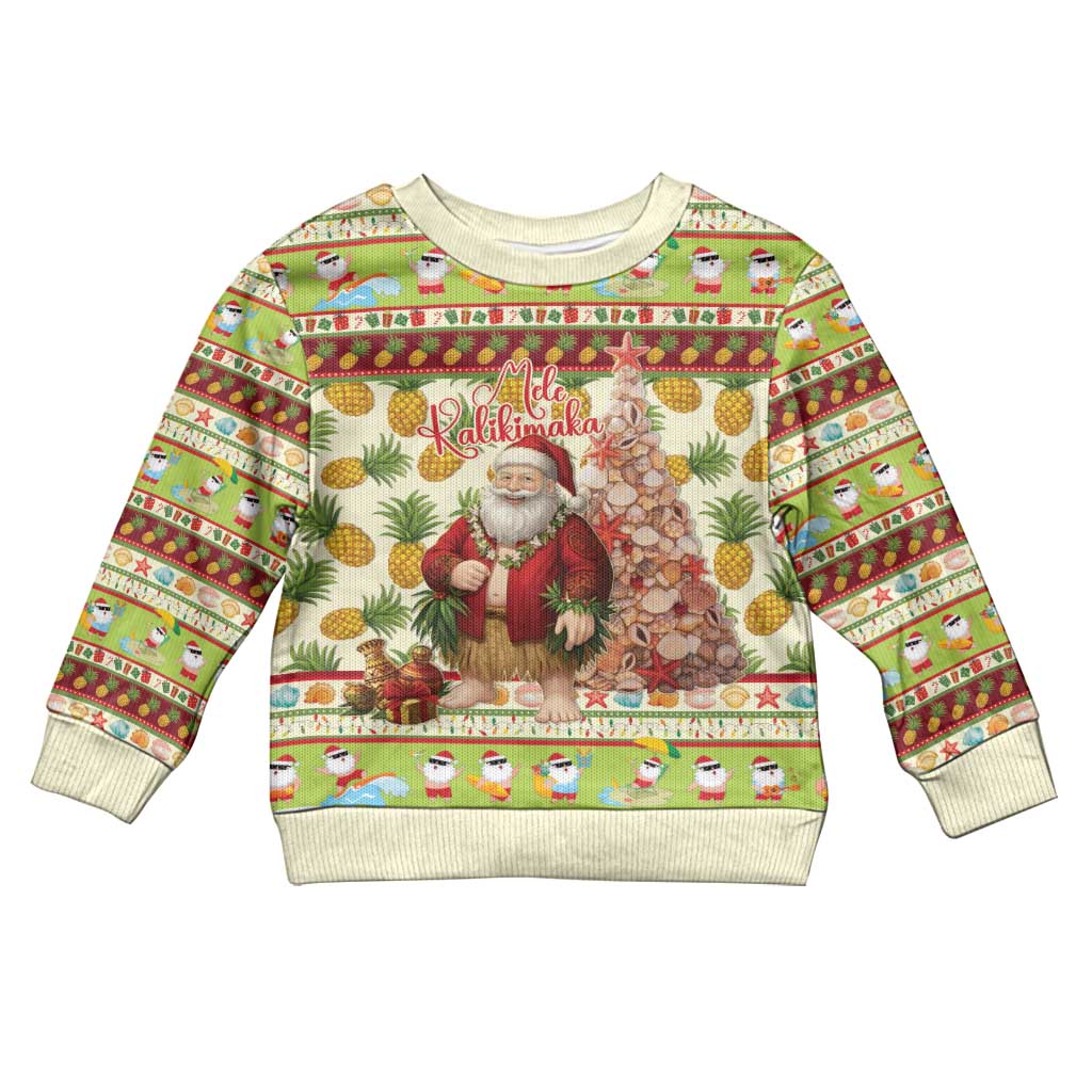 Hawaiian Santa Aloha Pineapple Christmas Kid Ugly Christmas Sweater Mele Kalikimaka LT15 Kid Cream - Polynesian Pride