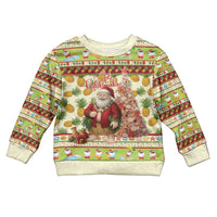 Hawaiian Santa Aloha Pineapple Christmas Kid Ugly Christmas Sweater Mele Kalikimaka LT15 Kid Cream - Polynesian Pride