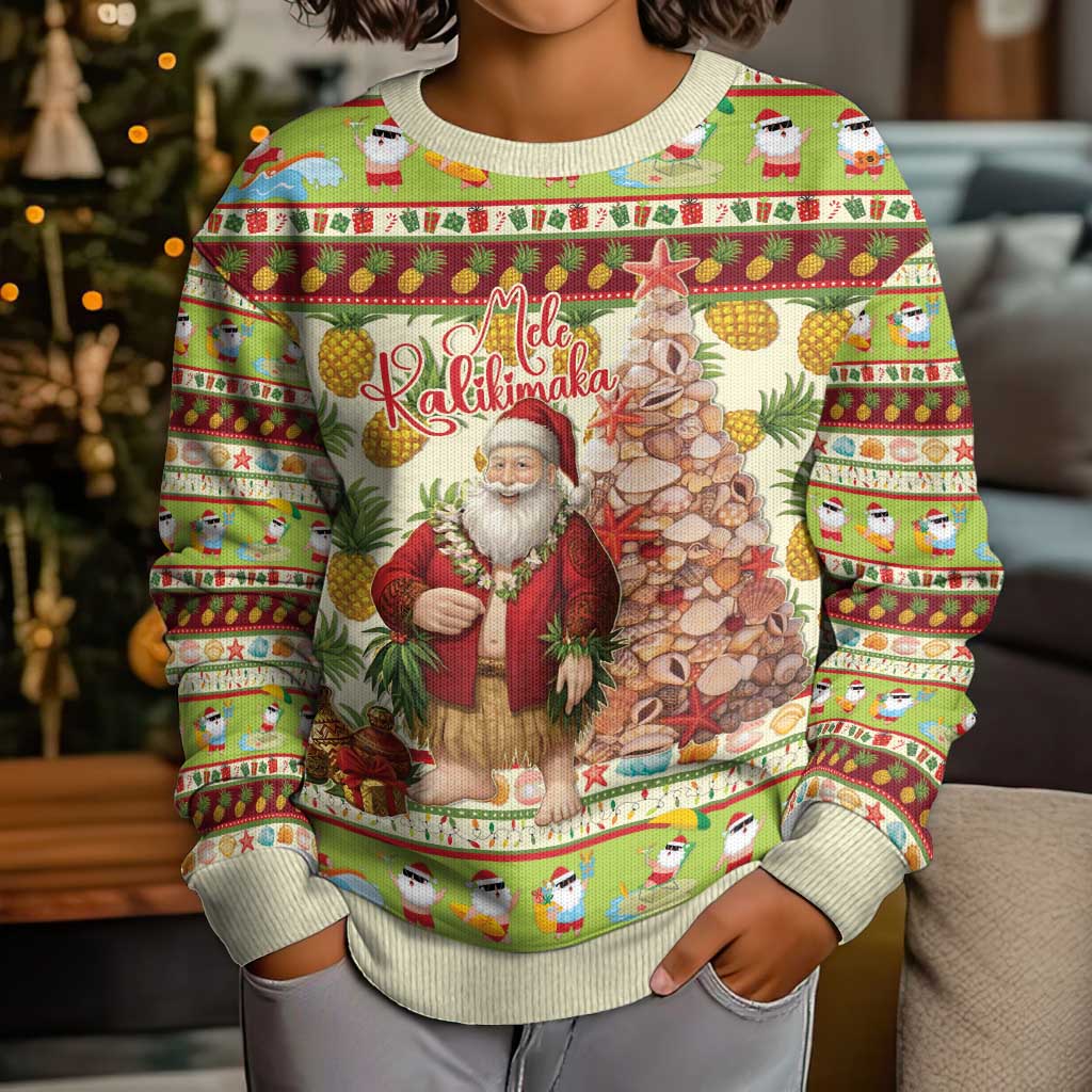 Hawaiian Santa Aloha Pineapple Christmas Kid Ugly Christmas Sweater Mele Kalikimaka LT15 - Polynesian Pride