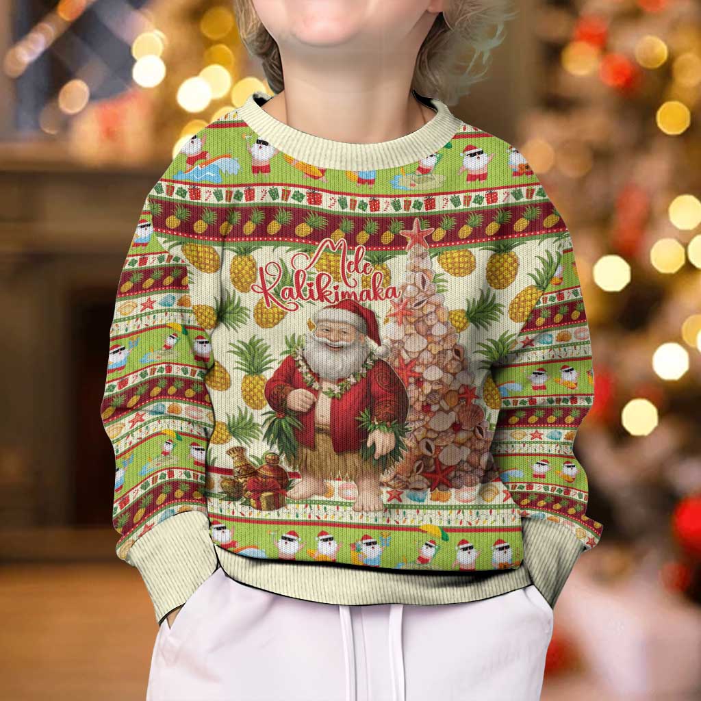 Hawaiian Santa Aloha Pineapple Christmas Kid Ugly Christmas Sweater Mele Kalikimaka LT15 - Polynesian Pride