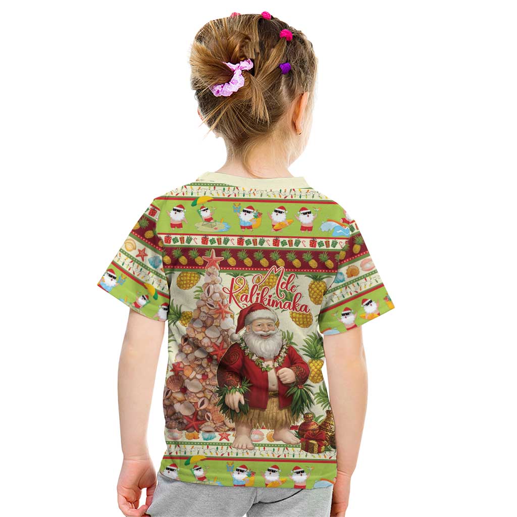 Hawaiian Santa Aloha Pineapple Christmas Kid T Shirt Mele Kalikimaka - Polynesian Pride