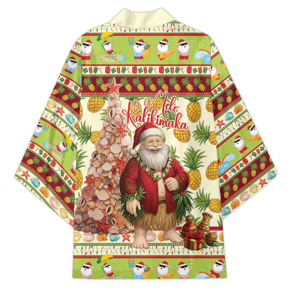 Hawaiian Santa Aloha Pineapple Christmas Kimono Mele Kalikimaka LT15 - Polynesian Pride