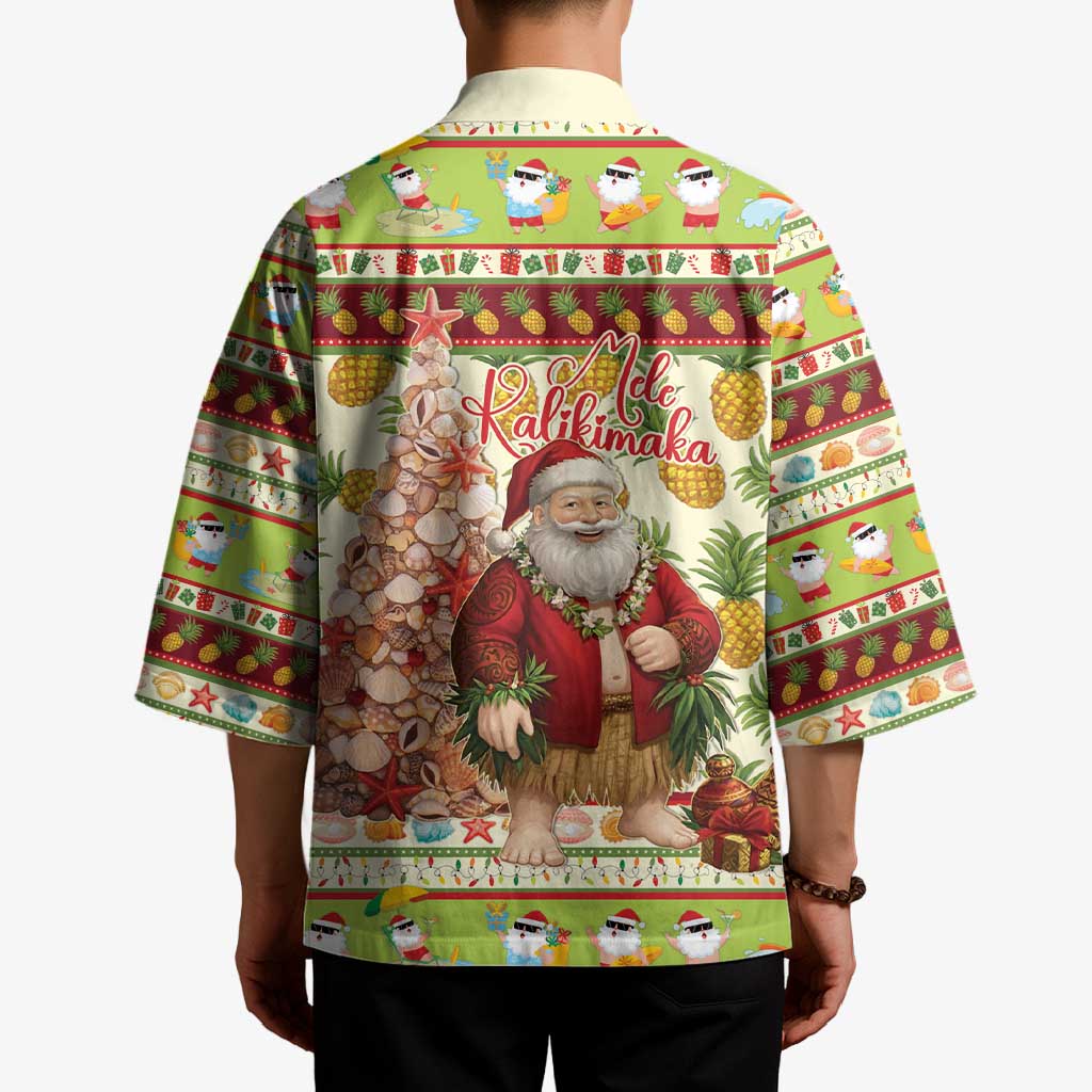 Hawaiian Santa Aloha Pineapple Christmas Kimono Mele Kalikimaka LT15 - Polynesian Pride