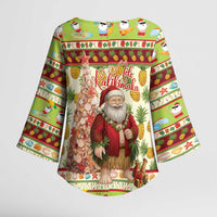 Hawaiian Santa Aloha Pineapple Christmas Kimono Sleeve Blouse Mele Kalikimaka LT15 - Polynesian Pride