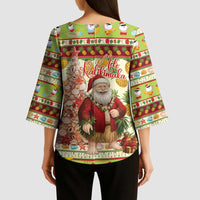 Hawaiian Santa Aloha Pineapple Christmas Kimono Sleeve Blouse Mele Kalikimaka LT15 - Polynesian Pride