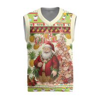 Hawaiian Santa Aloha Pineapple Christmas Knitted V-Neck Vest Mele Kalikimaka LT15 Cream - Polynesian Pride