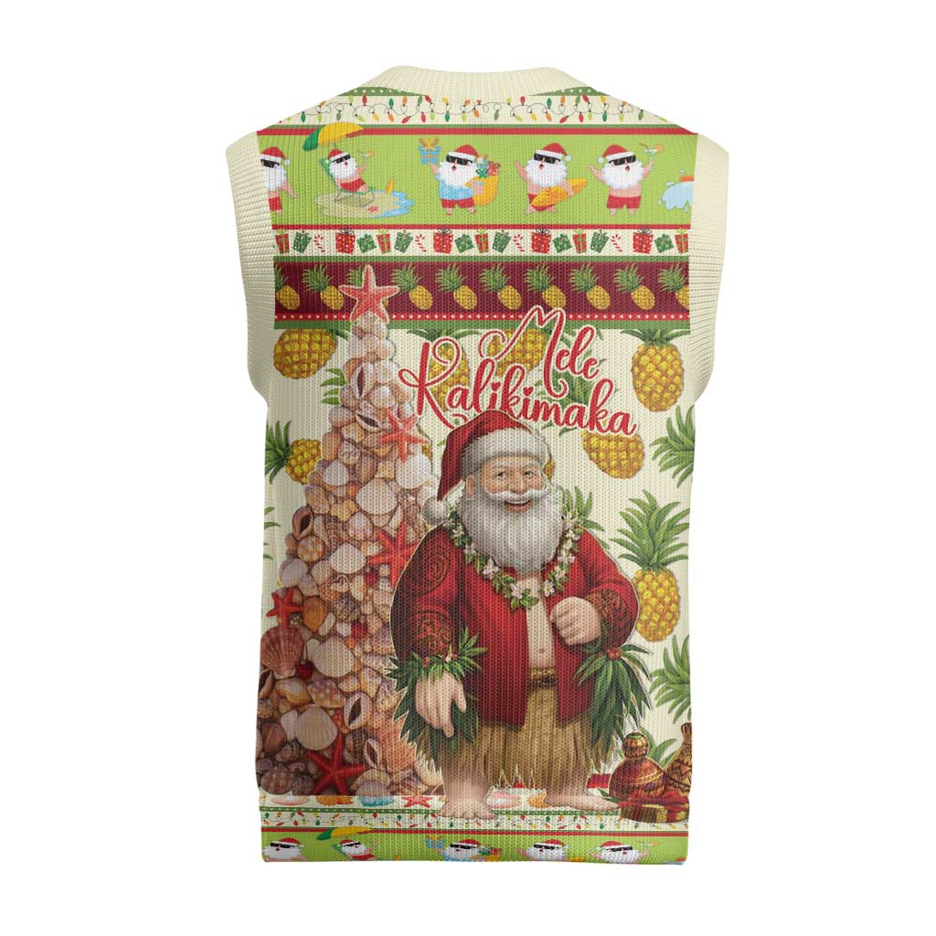 Hawaiian Santa Aloha Pineapple Christmas Knitted V-Neck Vest Mele Kalikimaka LT15 - Polynesian Pride