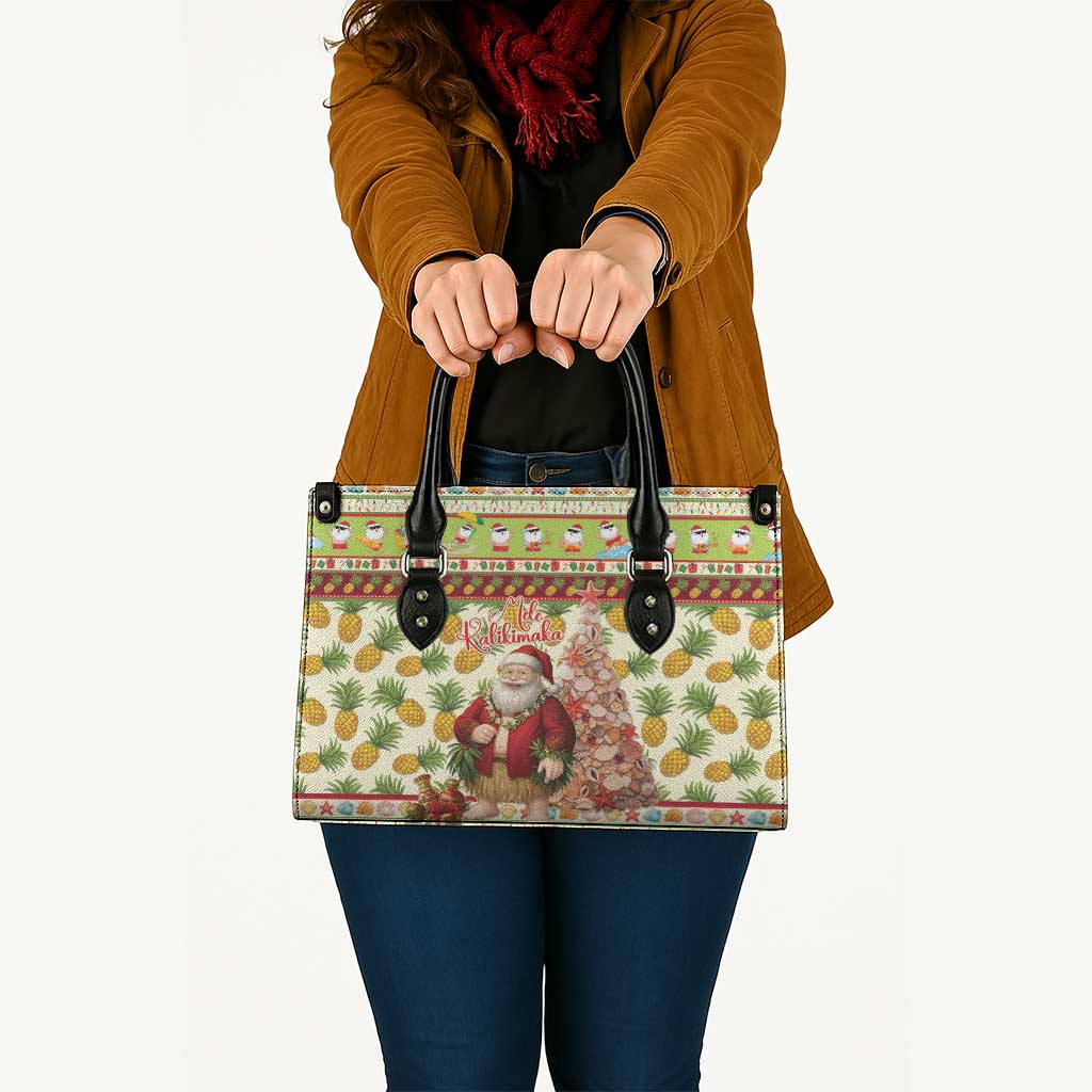 Hawaiian Santa Aloha Pineapple Christmas Leather Bag Mele Kalikimaka LT15 - Polynesian Pride