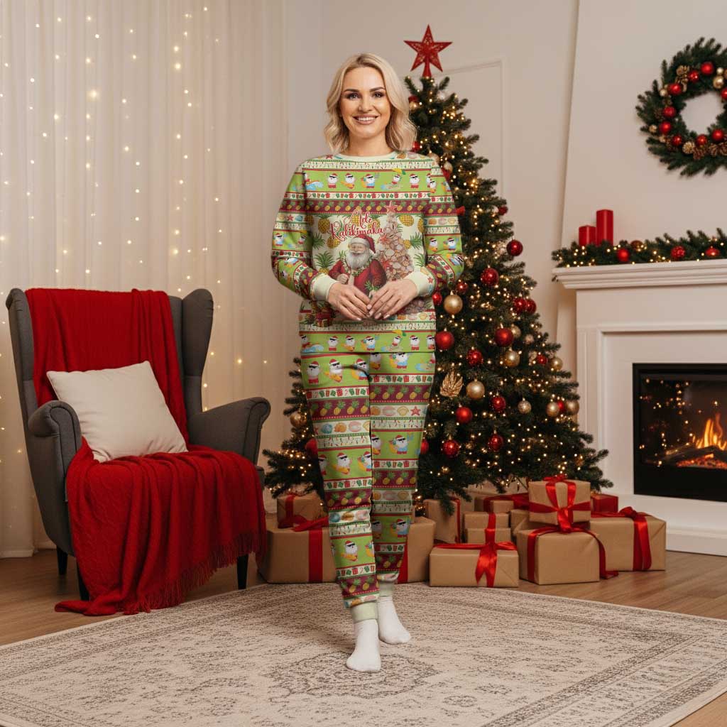 Hawaiian Santa Aloha Pineapple Christmas Pajama Set Mele Kalikimaka - Polynesian Pride