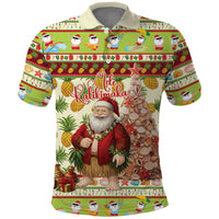 Hawaiian Santa Aloha Pineapple Christmas Polo Shirt Mele Kalikimaka LT15 Cream - Polynesian Pride