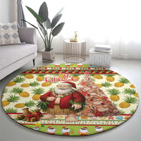 Hawaiian Santa Aloha Pineapple Christmas Round Carpet Mele Kalikimaka LT15 - Polynesian Pride