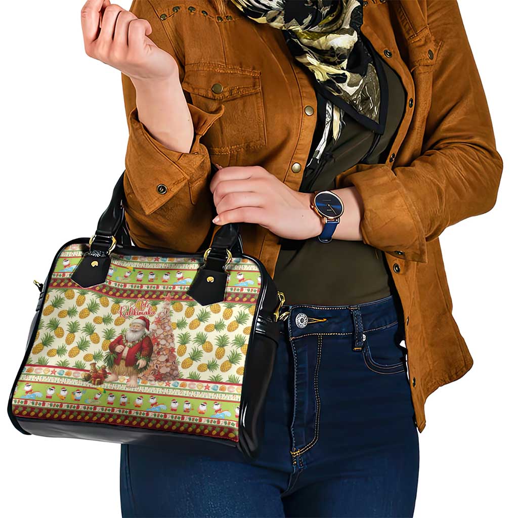 Hawaiian Santa Aloha Pineapple Christmas Shoulder Handbag Mele Kalikimaka LT15 - Polynesian Pride