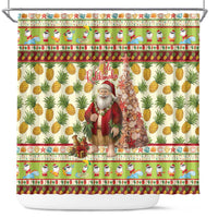 Hawaiian Santa Aloha Pineapple Christmas Shower Curtain Mele Kalikimaka LT15 Cream - Polynesian Pride