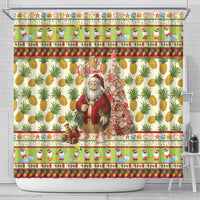 Hawaiian Santa Aloha Pineapple Christmas Shower Curtain Mele Kalikimaka LT15 - Polynesian Pride