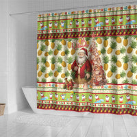 Hawaiian Santa Aloha Pineapple Christmas Shower Curtain Mele Kalikimaka LT15 - Polynesian Pride