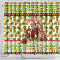 Hawaiian Santa Aloha Pineapple Christmas Shower Curtain Mele Kalikimaka LT15 - Polynesian Pride