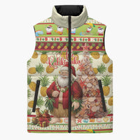 Hawaiian Santa Aloha Pineapple Christmas Sleeveless Puffer Jacket Mele Kalikimaka LT15 Unisex Cream - Polynesian Pride