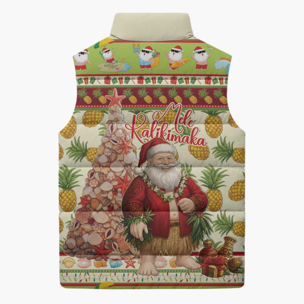 Hawaiian Santa Aloha Pineapple Christmas Sleeveless Puffer Jacket Mele Kalikimaka LT15 - Polynesian Pride