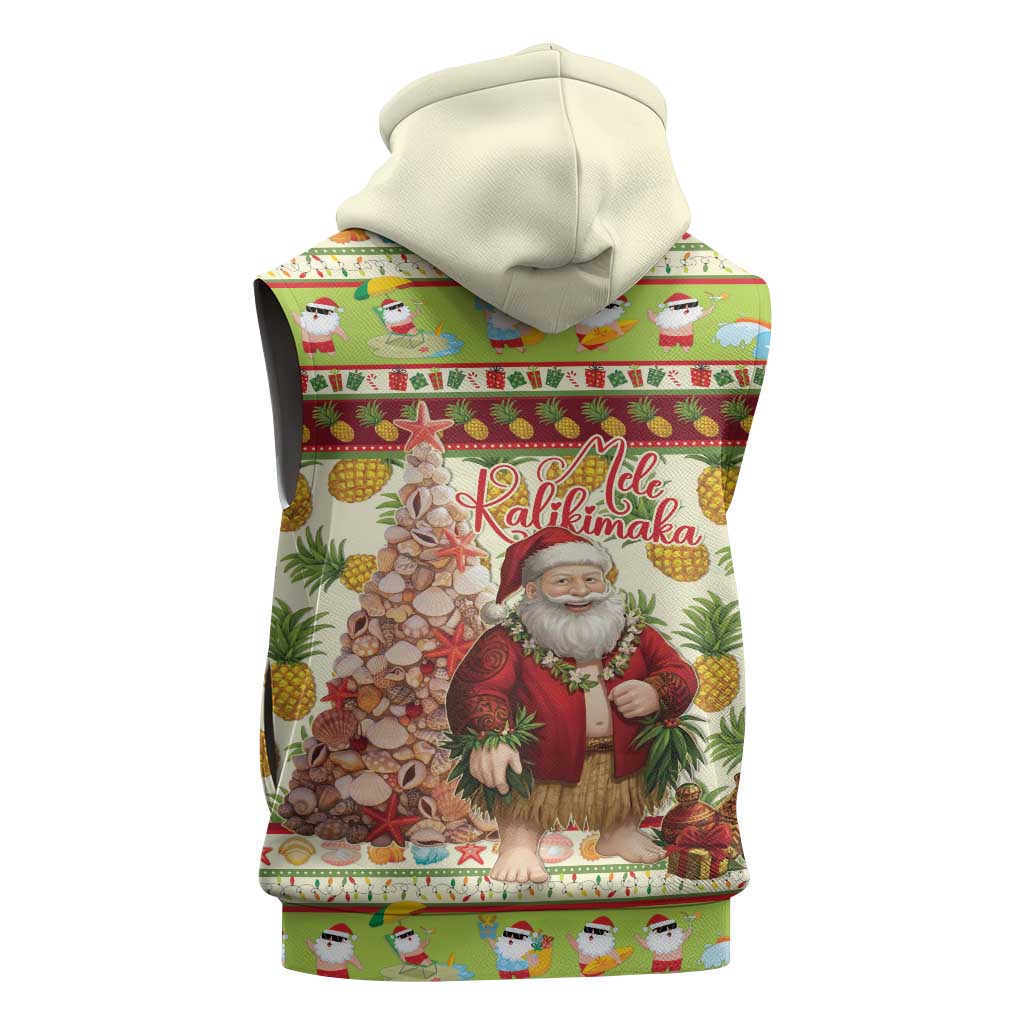 Hawaiian Santa Aloha Pineapple Christmas Sleeveless Zip Hoodie Mele Kalikimaka LT15 - Polynesian Pride