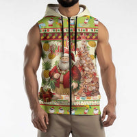 Hawaiian Santa Aloha Pineapple Christmas Sleeveless Zip Hoodie Mele Kalikimaka LT15 - Polynesian Pride