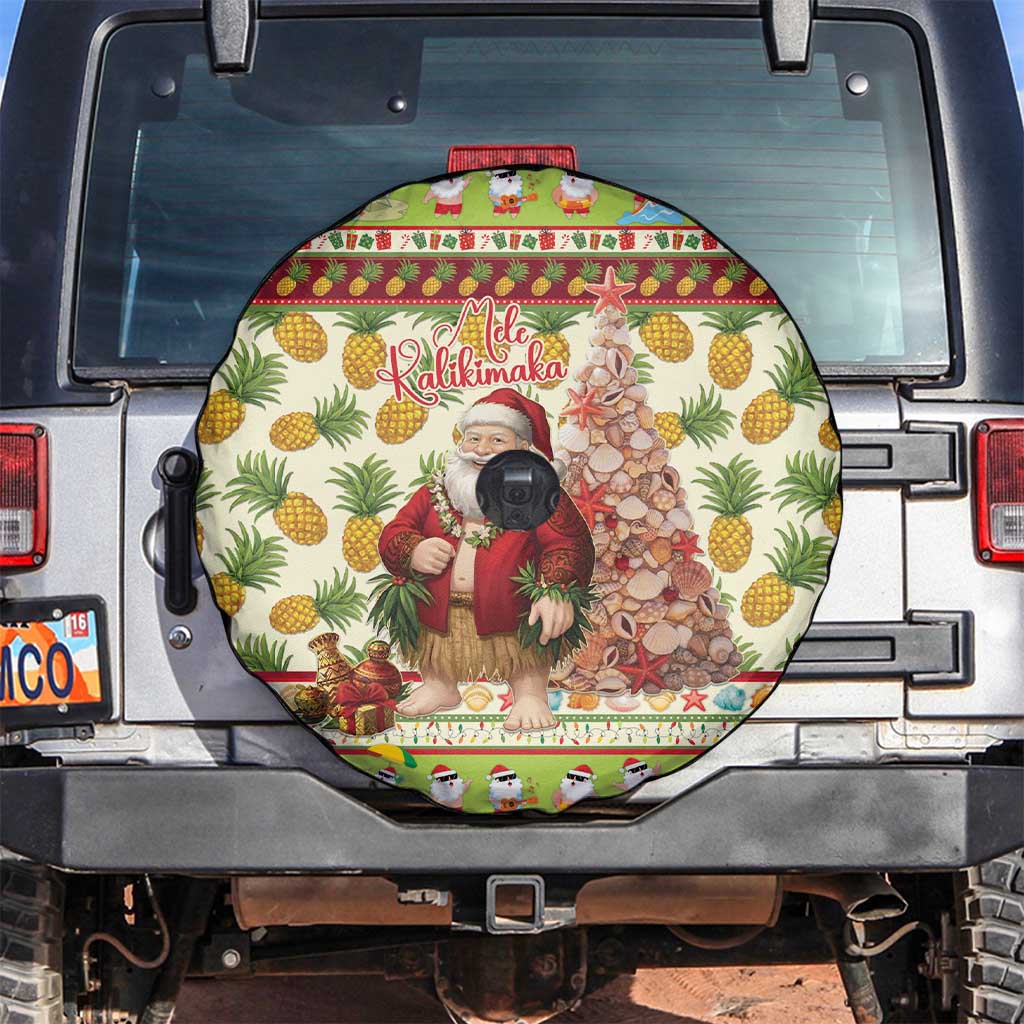 Hawaiian Santa Aloha Pineapple Christmas Spare Tire Cover Mele Kalikimaka LT15 Cream - Polynesian Pride