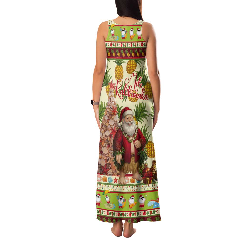Hawaiian Santa Aloha Pineapple Christmas Tank Maxi Dress Mele Kalikimaka LT15 - Polynesian Pride