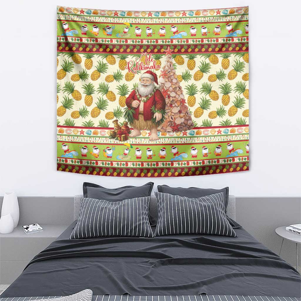 Hawaiian Santa Aloha Pineapple Christmas Tapestry Mele Kalikimaka LT15 - Polynesian Pride