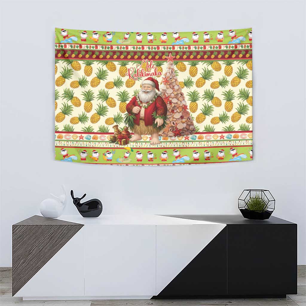 Hawaiian Santa Aloha Pineapple Christmas Tapestry Mele Kalikimaka LT15 - Polynesian Pride