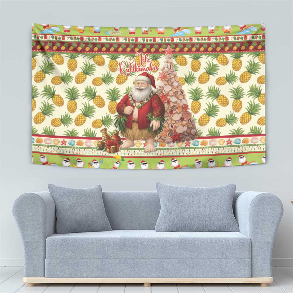 Hawaiian Santa Aloha Pineapple Christmas Tapestry Mele Kalikimaka LT15 - Polynesian Pride
