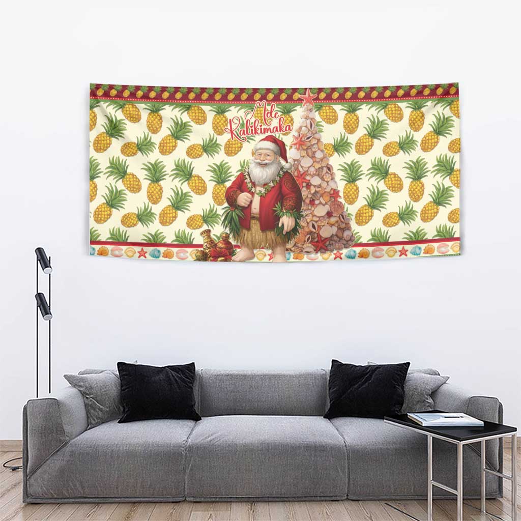 Hawaiian Santa Aloha Pineapple Christmas Tapestry Mele Kalikimaka LT15 - Polynesian Pride