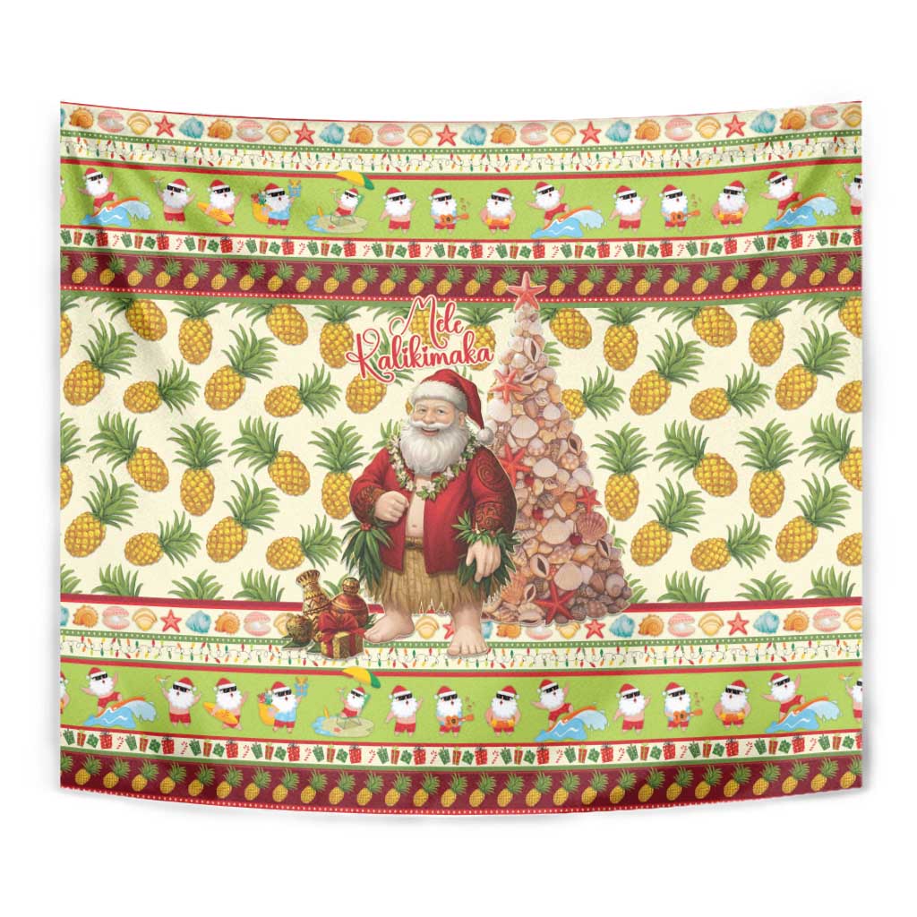 Hawaiian Santa Aloha Pineapple Christmas Tapestry Mele Kalikimaka LT15 - Polynesian Pride