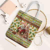 Hawaiian Santa Aloha Pineapple Christmas Tote Bag Mele Kalikimaka LT15 White Strap One Size Cream - Polynesian Pride