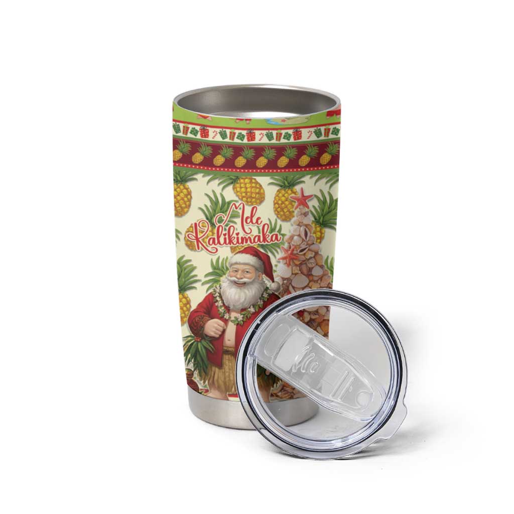Hawaiian Santa Aloha Pineapple Christmas Tumbler Cup Mele Kalikimaka LT15 - Polynesian Pride