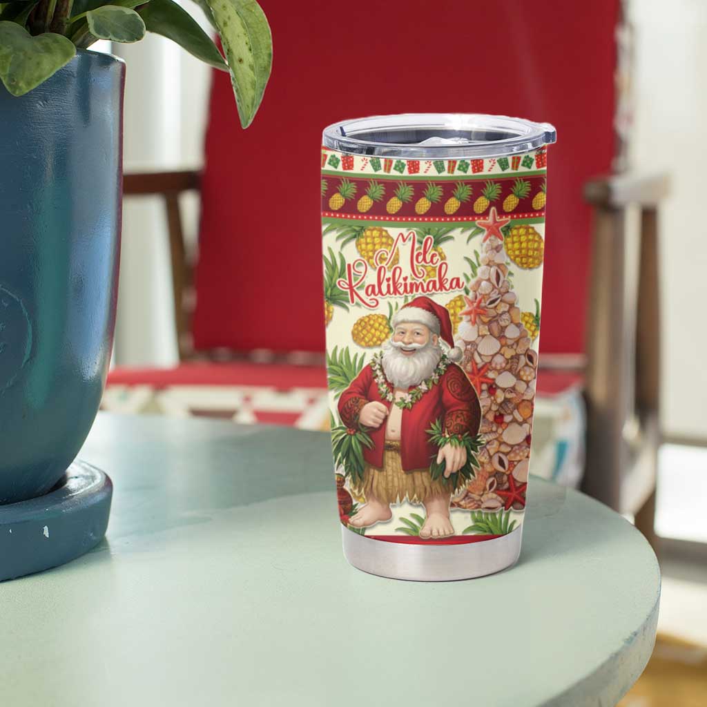 Hawaiian Santa Aloha Pineapple Christmas Tumbler Cup Mele Kalikimaka LT15 - Polynesian Pride