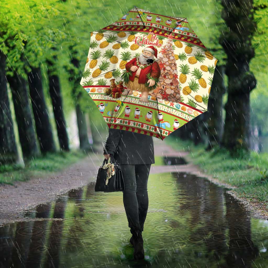 Hawaiian Santa Aloha Pineapple Christmas Umbrella Mele Kalikimaka LT15 - Polynesian Pride