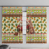Hawaiian Santa Aloha Pineapple Christmas Window Curtain Mele Kalikimaka LT15 With Hooks Cream - Polynesian Pride