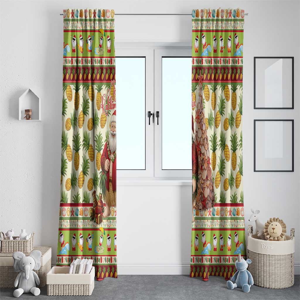 Hawaiian Santa Aloha Pineapple Christmas Window Curtain Mele Kalikimaka LT15 - Polynesian Pride