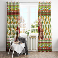 Hawaiian Santa Aloha Pineapple Christmas Window Curtain Mele Kalikimaka LT15 - Polynesian Pride