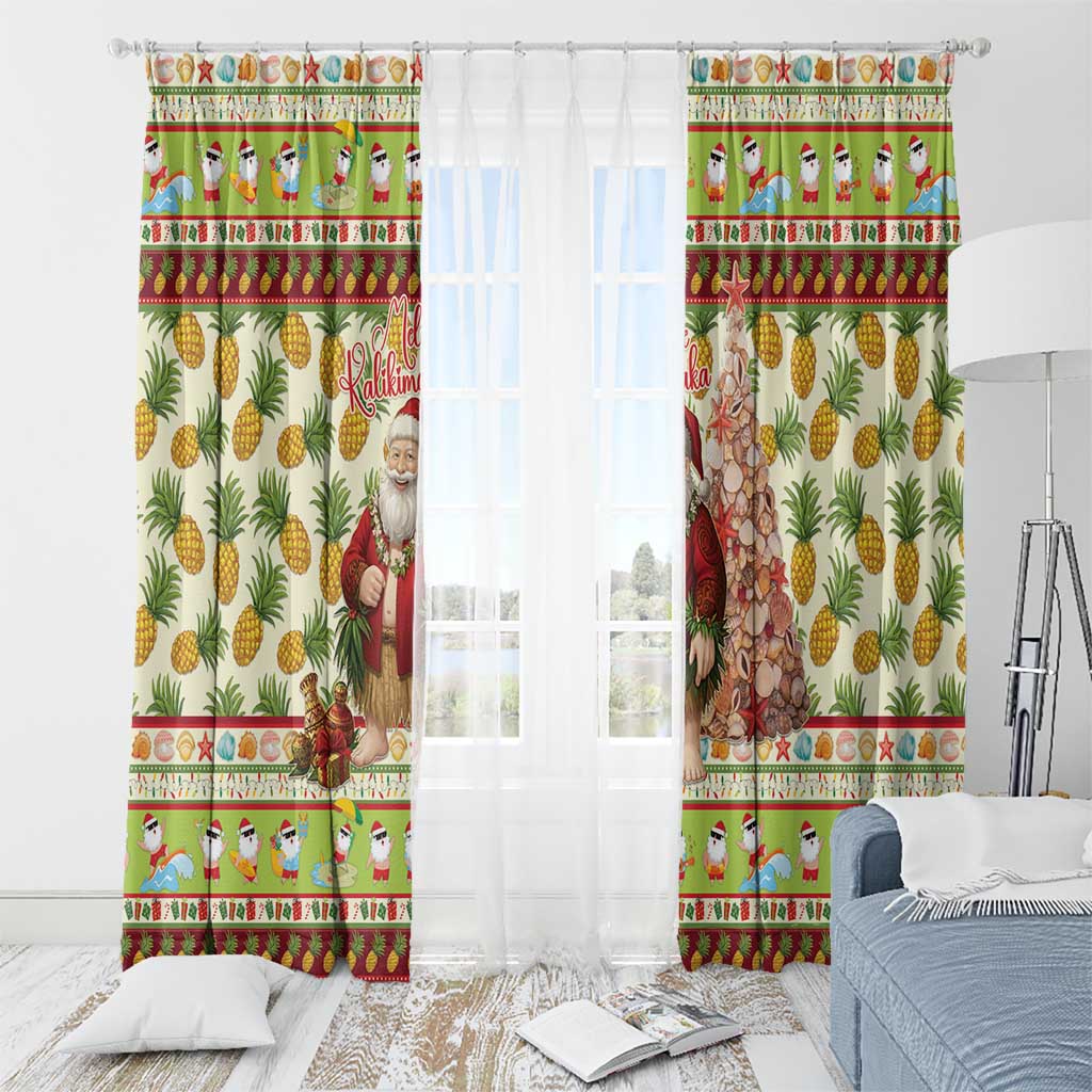 Hawaiian Santa Aloha Pineapple Christmas Window Curtain Mele Kalikimaka LT15 - Polynesian Pride