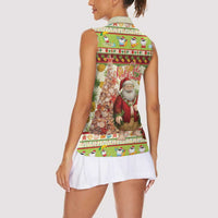 Hawaiian Santa Aloha Pineapple Christmas Women Sleeveless Polo Shirt Mele Kalikimaka LT15 - Polynesian Pride