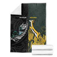 New Zealand and South Africa Rugby Blanket Silver Fern With Springboks
