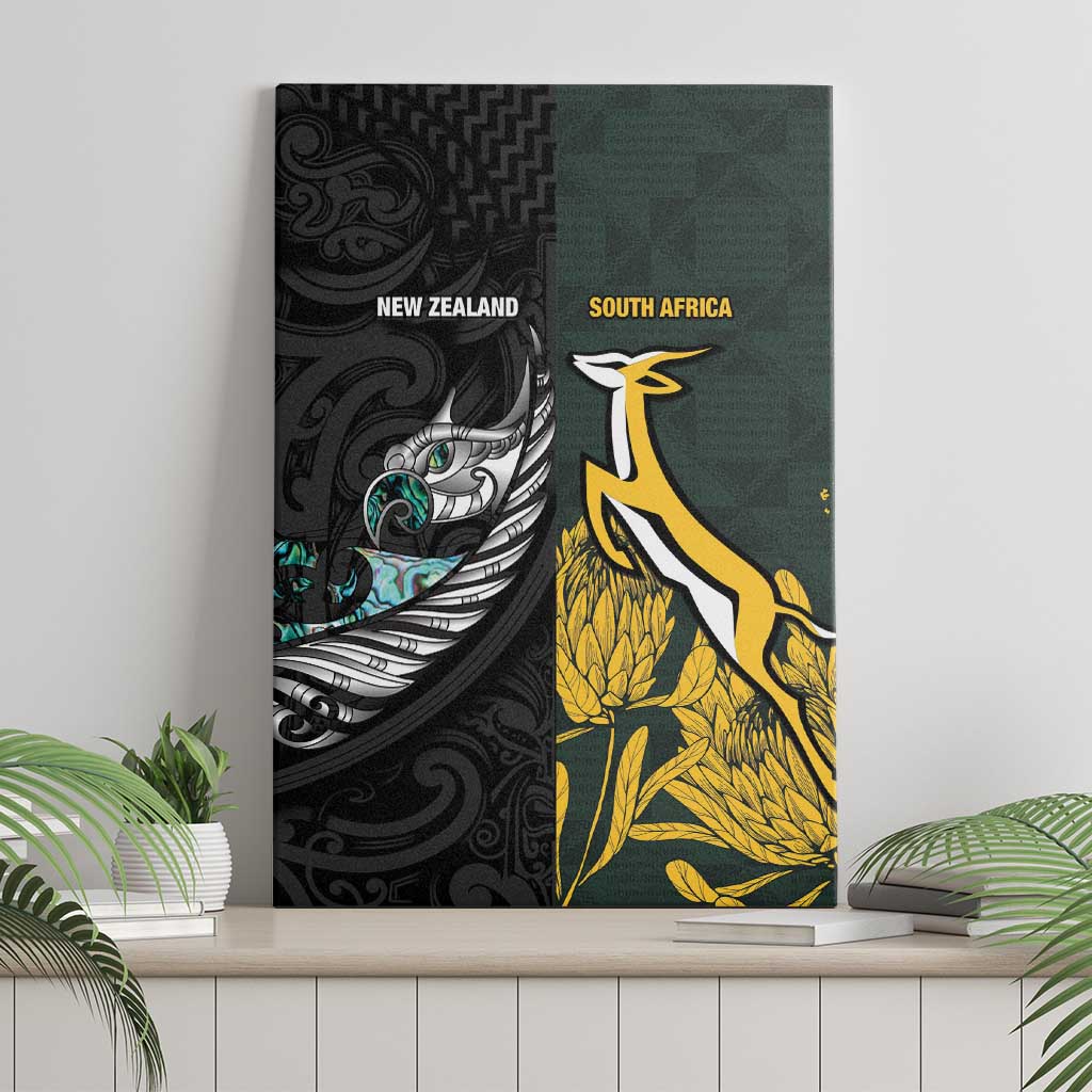 New Zealand and South Africa Rugby Canvas Wall Art Silver Fern With Springboks
