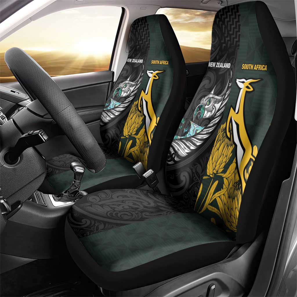 New Zealand and South Africa Rugby Car Seat Cover Silver Fern With Springboks