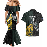 New Zealand and South Africa Rugby Custom Couples Matching Mermaid Dress and Hawaiian Shirt Silver Fern With Springboks