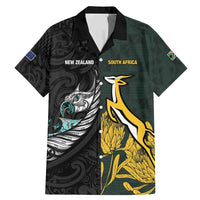 New Zealand and South Africa Rugby Custom Family Matching Mermaid Dress and Hawaiian Shirt Silver Fern With Springboks