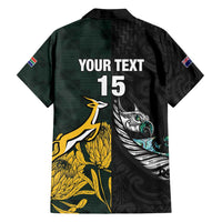 New Zealand and South Africa Rugby Custom Family Matching Off Shoulder Maxi Dress and Hawaiian Shirt Silver Fern With Springboks