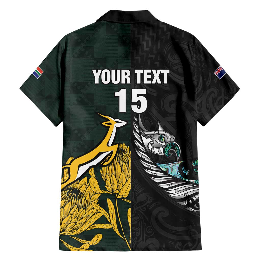 New Zealand and South Africa Rugby Custom Family Matching Puletasi and Hawaiian Shirt Silver Fern With Springboks