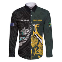 New Zealand and South Africa Rugby Custom Family Matching Puletasi and Hawaiian Shirt Silver Fern With Springboks