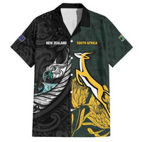 New Zealand and South Africa Rugby Custom Family Matching Summer Maxi Dress and Hawaiian Shirt Silver Fern With Springboks